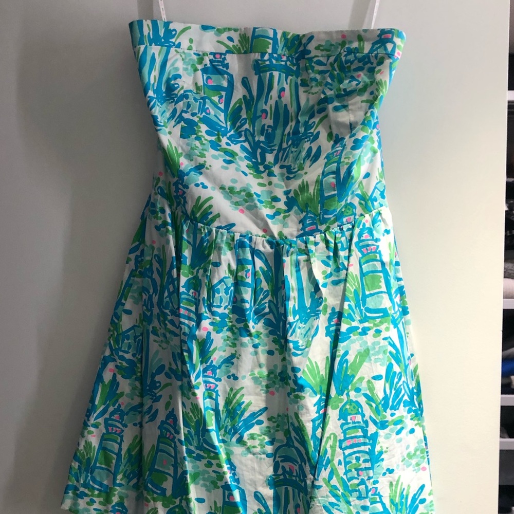 Strapless Lilly Pulitzer Lighthouse Print Dress - Picture 2 of 7